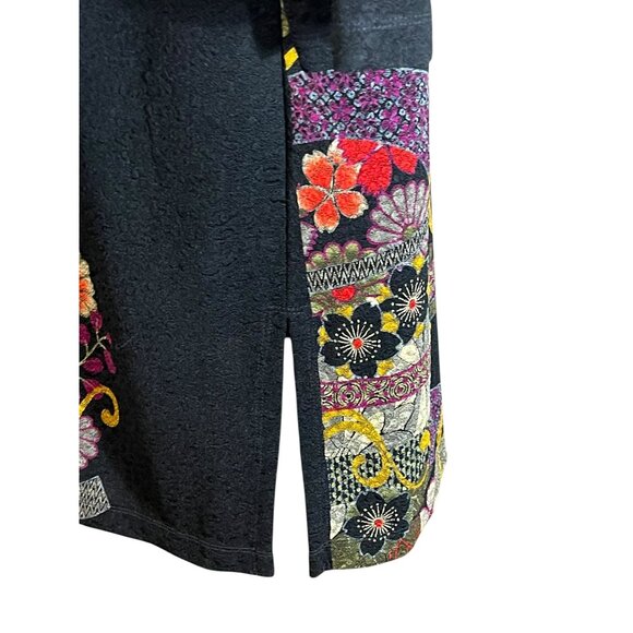 Drapers & Damons Womens Long Black Floral Tunic Top Size Large Acetate Blend - Picture 5 of 13
